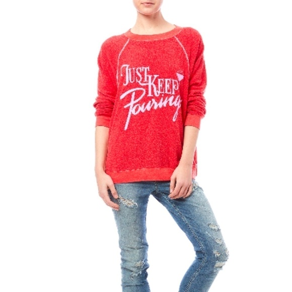 💕WILDFOX💕 Red Just Keep Pouring Kim's Sweatshirt - Picture 8 of 8